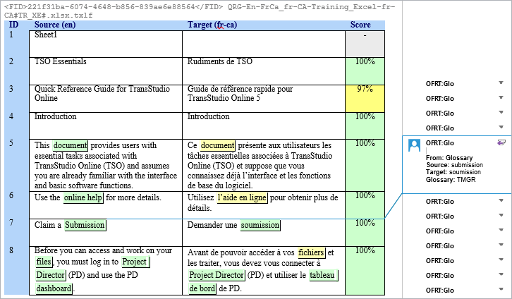 Bilingual export report results