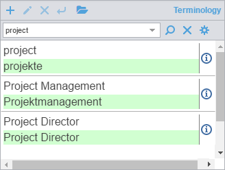 Terminology pane