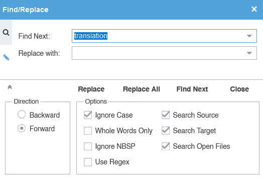 Find/Replace dialog