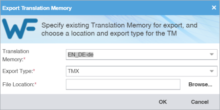 Export TM dialog