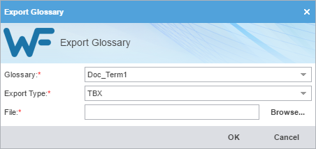 Export glossary dialog