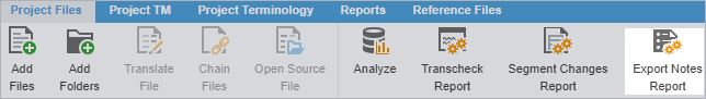 Export Notes Report button