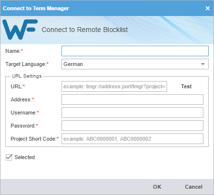 Connect to remote blocklist dialog