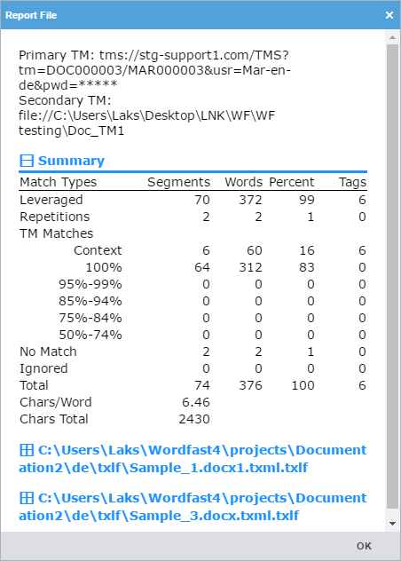 Report file dialog