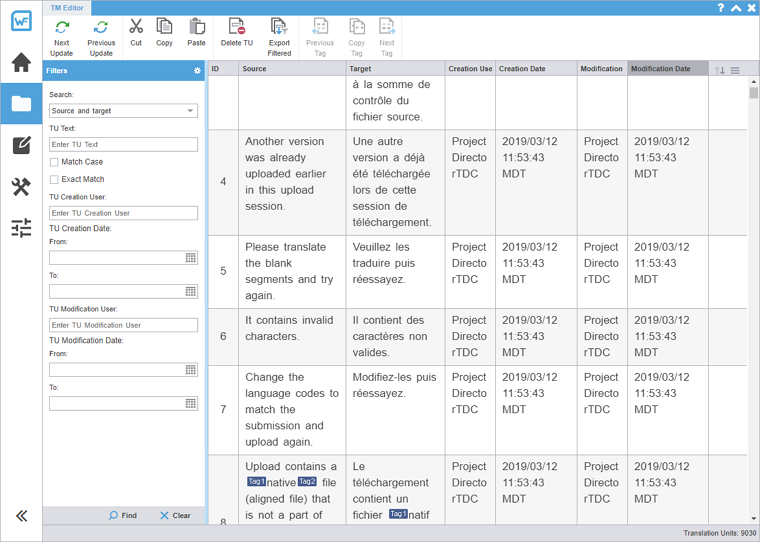 TM Editor view