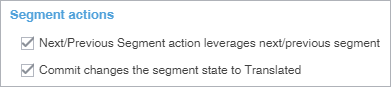 Preferences Segment Actions check boxes